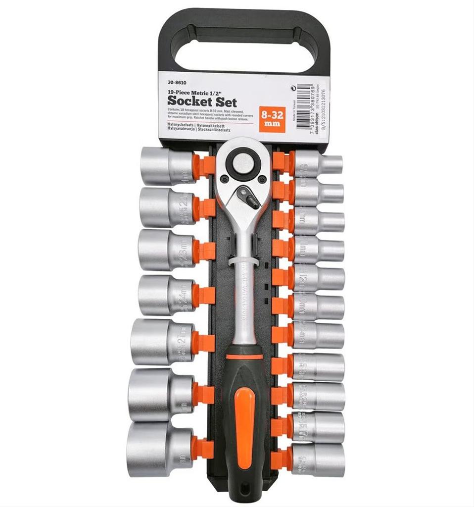 Hylsnyckelsats 1/2" 19 delar 