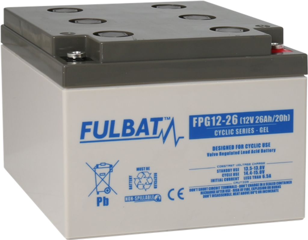 Batteri GEL - 12V, 26Ah 166x175x125mm