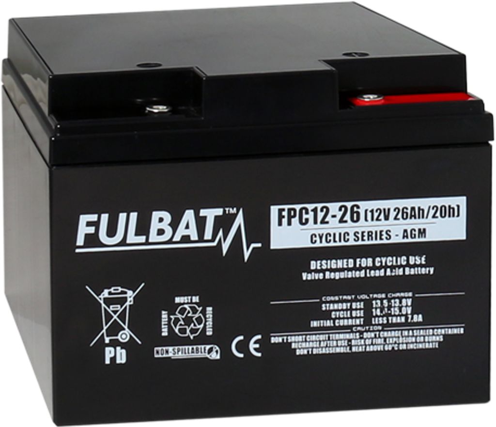 Batteri AGM - 12V, 26Ah 166x175x126mm