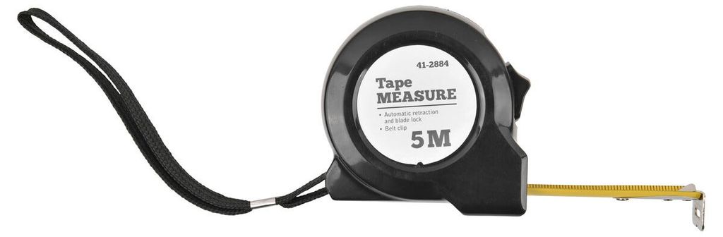 Måttband 5 m, 19 mm med spärr och automatisk bandretur