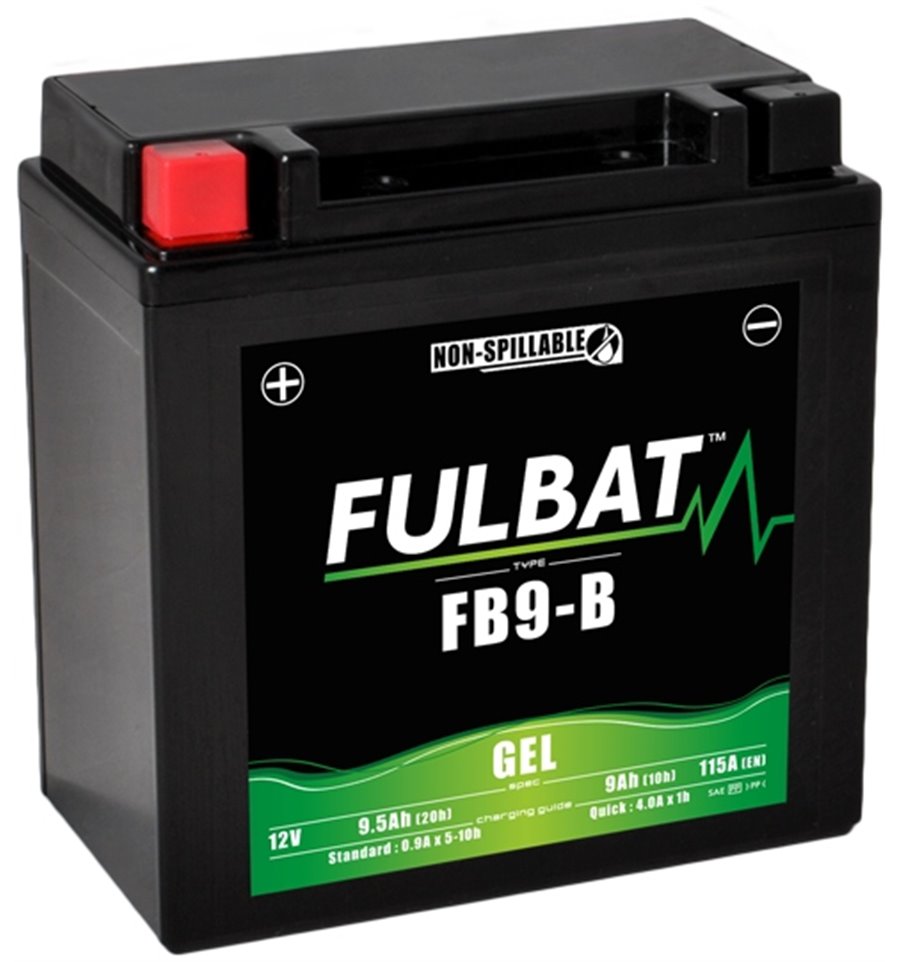 Batteri FB9-B GEL, YB9-B, 12V, 9,5Ah, moped, motorcykel m.fl.
