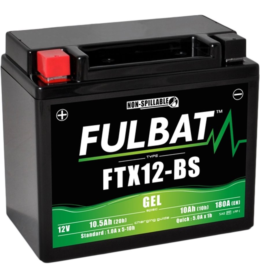 Batteri FTX12-BS GEL, YTX12-BS, 12V, 10Ah, motorcykel, snöskoter m.fl.