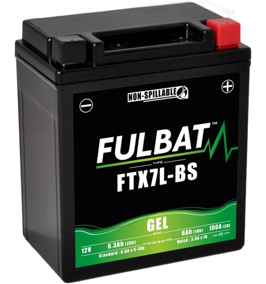 Batteri FTX7L-BS GEL, YTX7L-BS, 12V, 6,0Ah, motorcykel, moped m.m