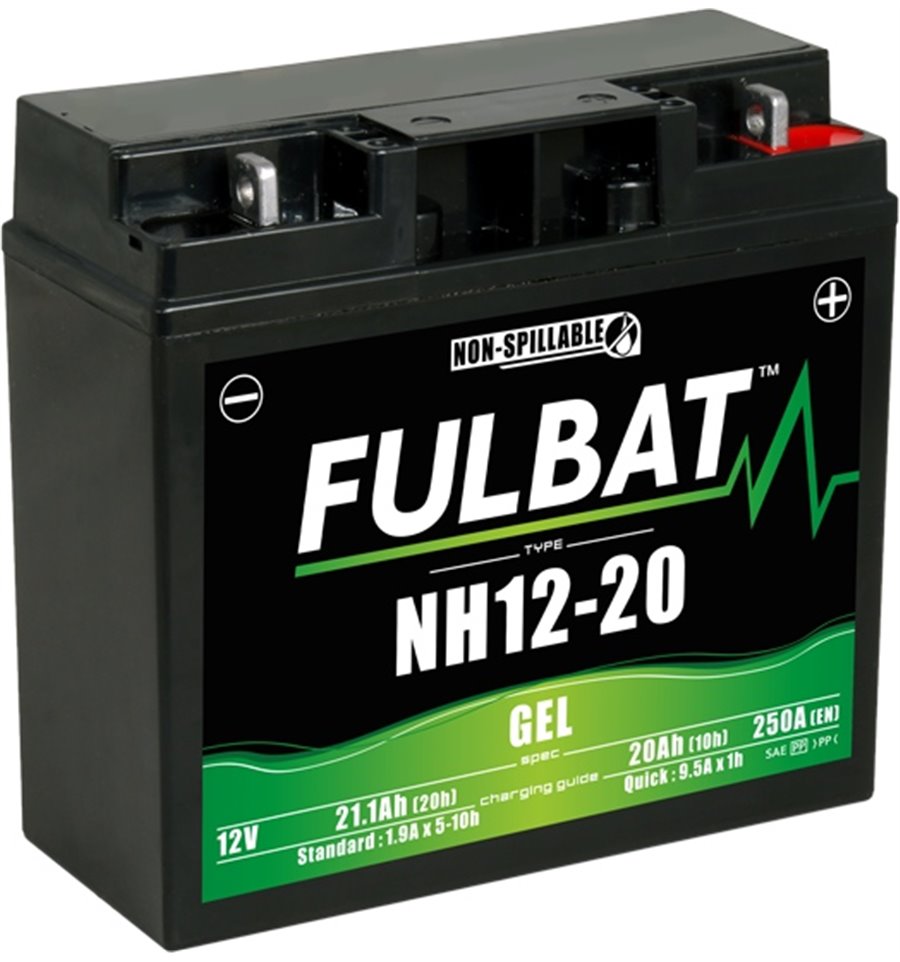 Batteri NH12-20 GEL, SLA12-20, 12V, 20Ah, motorcykel, åkgräsklippare