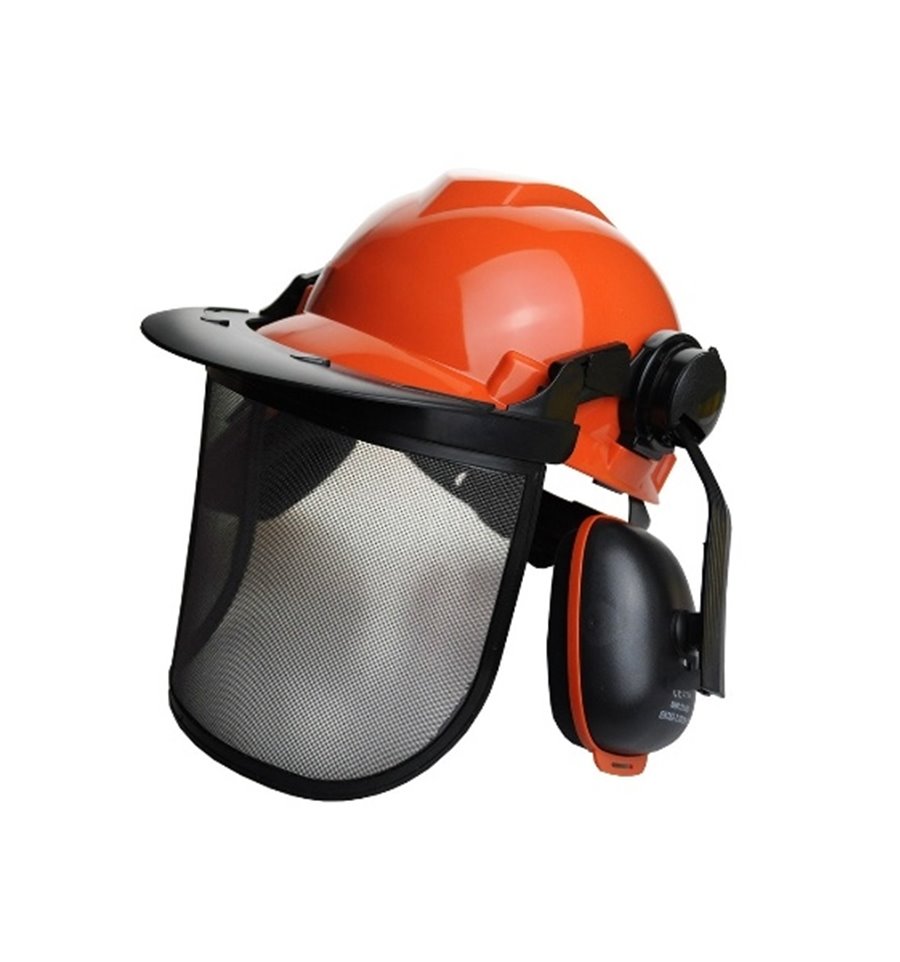 Motorsågshjälm med nätvisir och hörselskydd