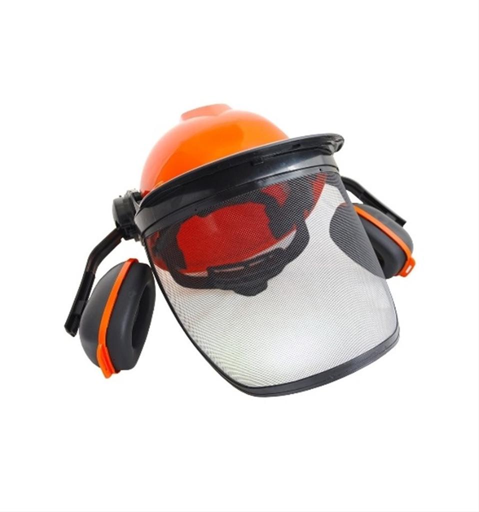 Motorsågshjälm med nätvisir och hörselskydd