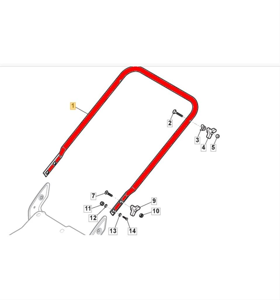 Handtag nedre Multimower 48, Combi 53 , Combi 48, 381007538/0