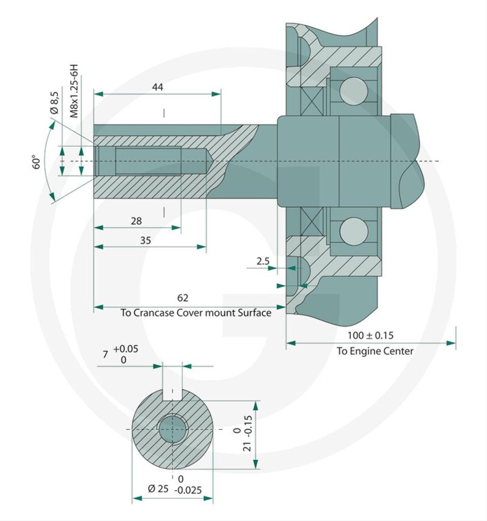 Motor 12hk, Loncin, horisontell, 420cc, 25mm, G420FA
