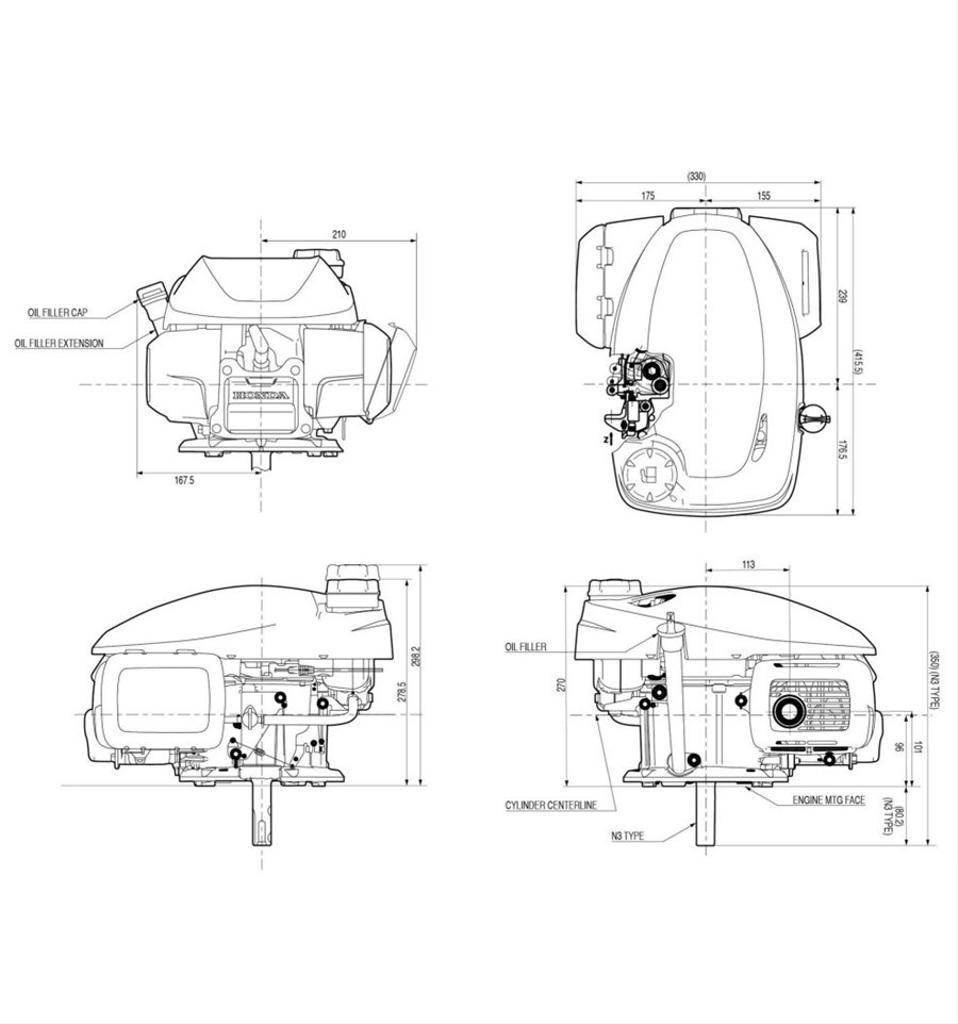 Gräsklipparmotor GCV170, 25mm axel, manuell gas