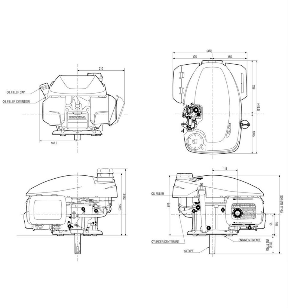 Gräsklipparmotor GCV170, 25mm axel, Autochoke