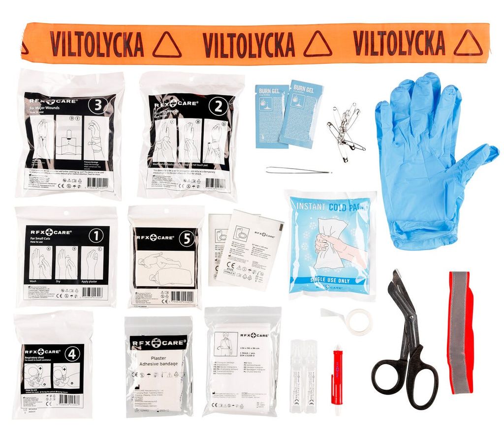 Första hjälpen-väska med instruktioner, svart