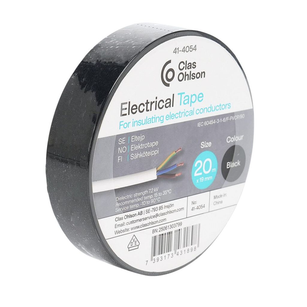 Eltejp svart 19 mm x 20 m