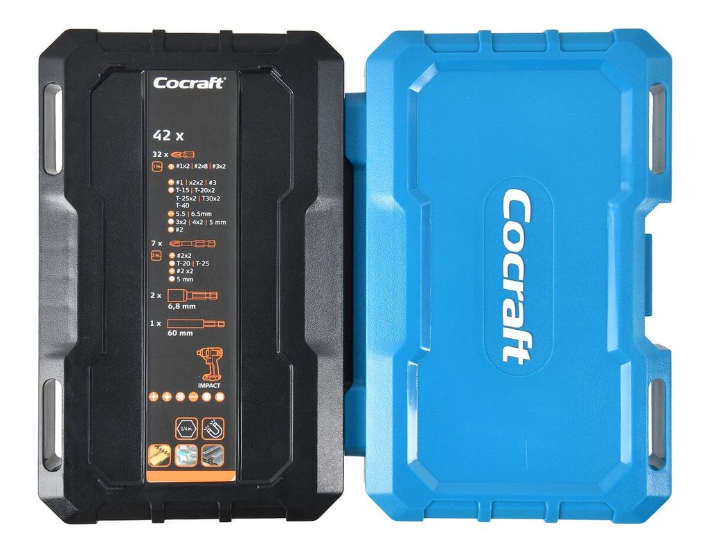 Cocraft bitssats Impact 42 delar, fäste 6,35 mm
