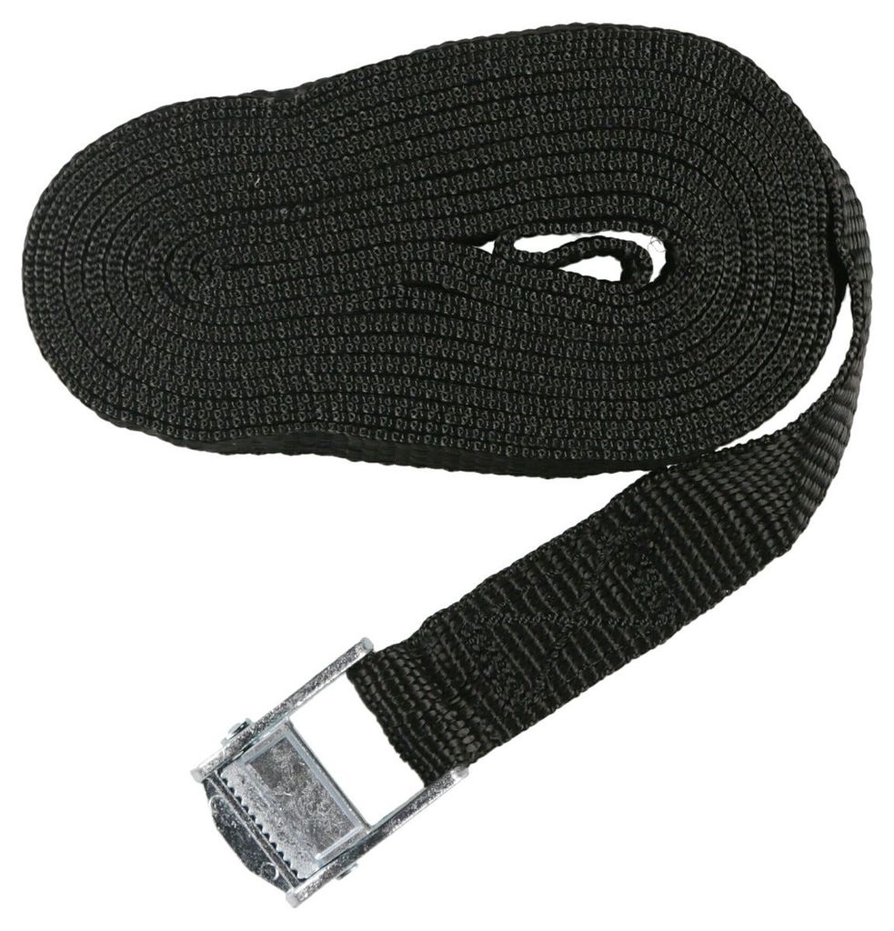 Spännrem med metallspänne, svart, 3,5 m × 25 mm