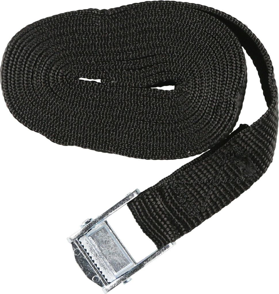 Spännrem med metallspänne, svart, 3,5 m × 25 mm