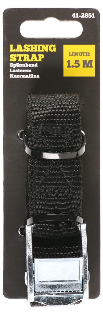 Spännrem med metallspänne, svart, 3,5 m × 25 mm
