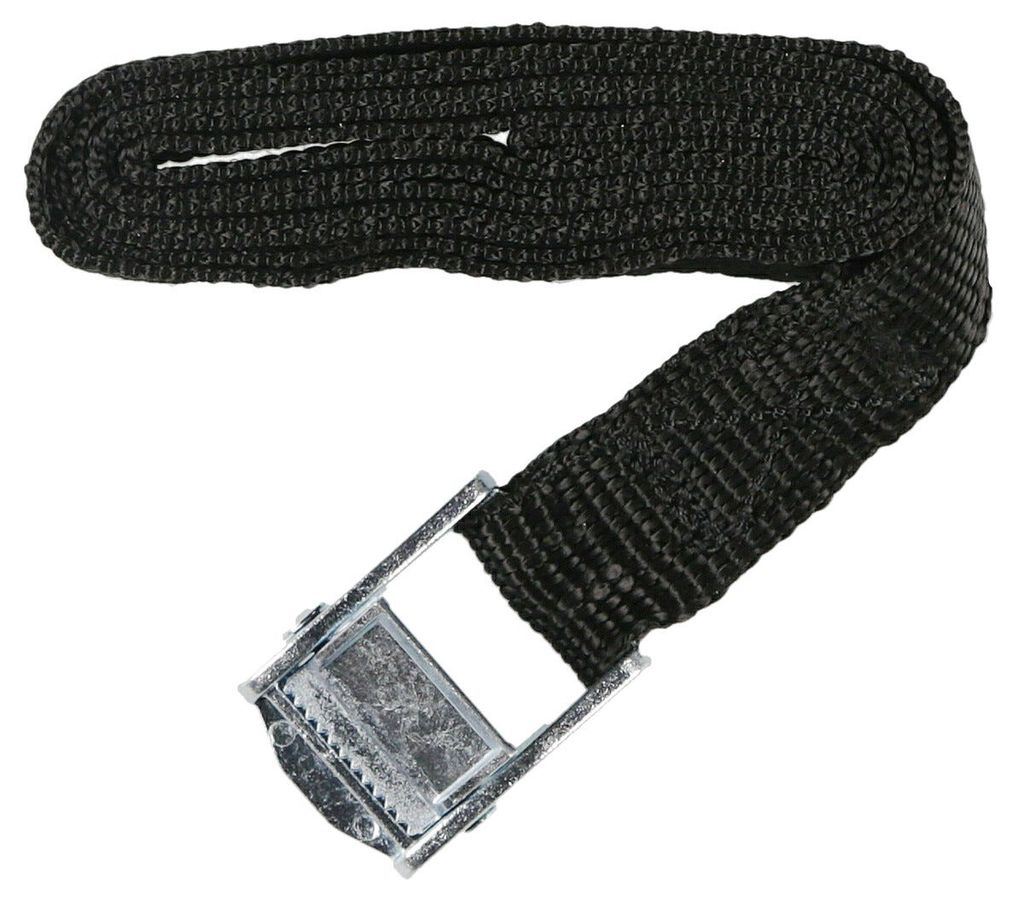 Spännrem med metallspänne, svart, 5 m × 25 mm