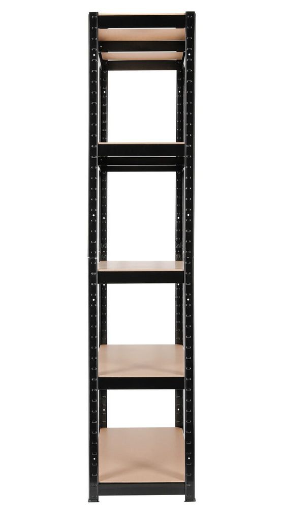 Metallhylla för garage, 5 hyllplan, 90 × 40 × 180 cm, svart