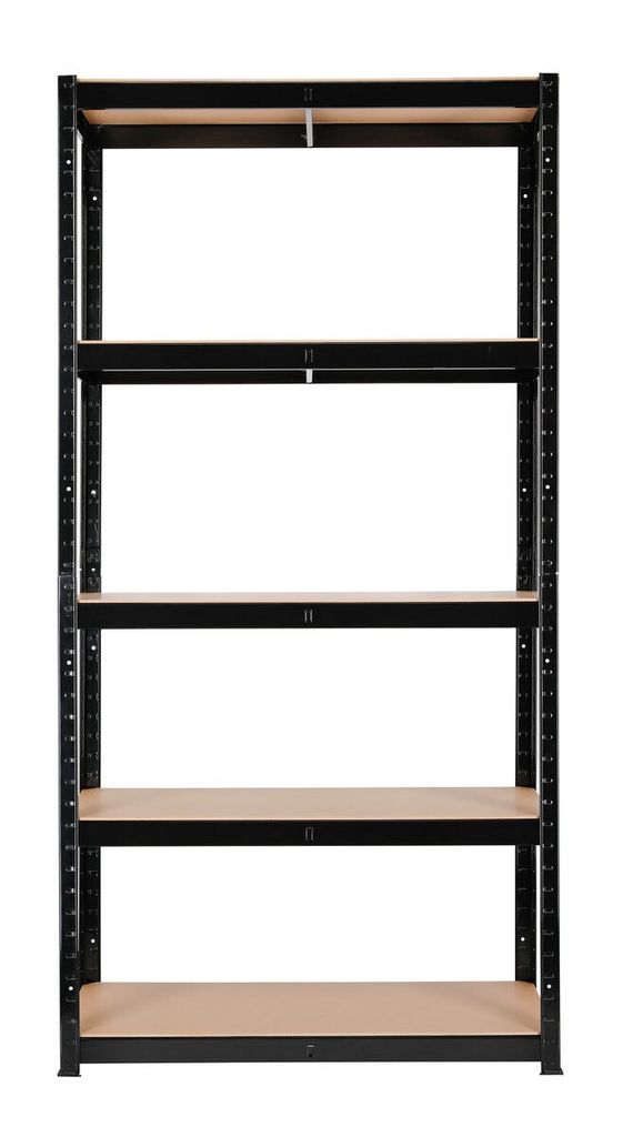 Metallhylla för garage, 5 hyllplan, 90 × 40 × 180 cm, svart