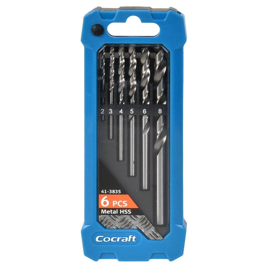Borrsats till metall och plast, Cocraft HSS 2–8 mm, 6-P