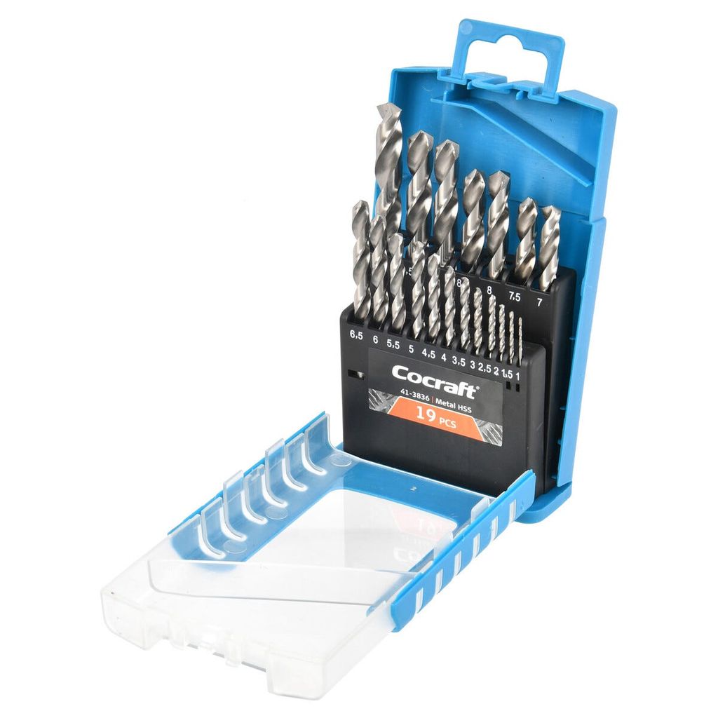 Cocraft borrsats metall HSS 1–10 mm, 19 delar