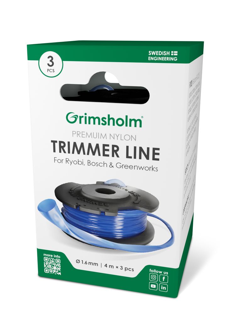 Trimmerspole till Bosch, Ryobi, Stiga, Greenworks 4 m 3-P