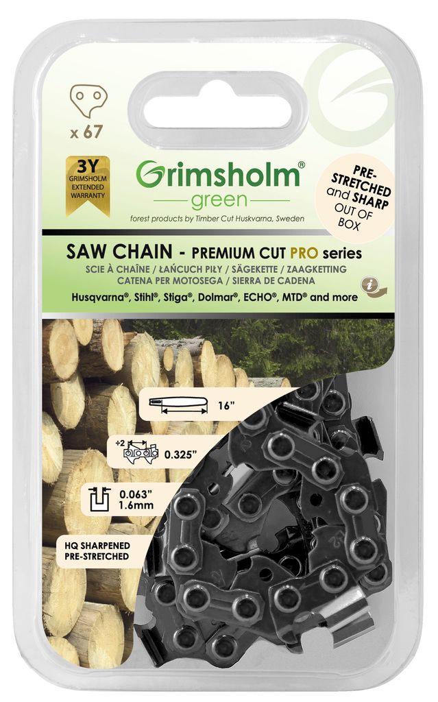 Grimsholm motorsågskedja Premium Cut Pro 67 DL, 1,6 mm