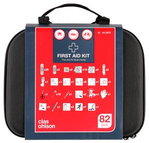 Första hjälpen-väska med instruktioner, svart