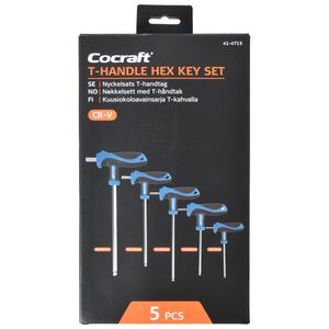 Cocraft insexnyckelsats med T-handtag, 3–8 mm, 5 delar