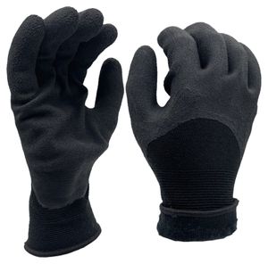 Arbetshandskar med latexgrepp och fleecefoder, svarta