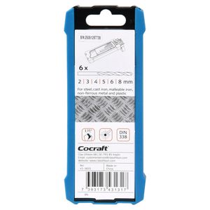 Borrsats till metall och plast, Cocraft HSS 2–8 mm, 6-P