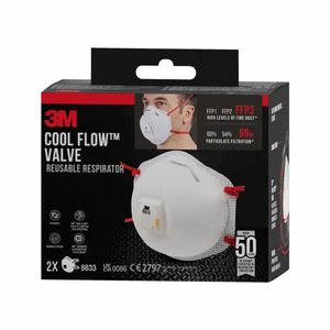3M Cool Flow 8833 andningsskydd FFP3 med ventil, 2-P