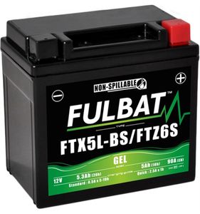 Batteri FTX5L-BS GEL, YTX5L-BS, 12V, 5,0Ah, moped, motorcykel m.fl.